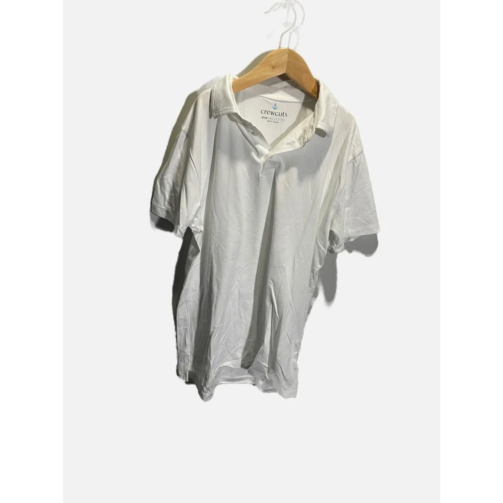 Crewcuts Polo Shirt Kids XL 12-14 White Short Sleeve Classic School Uniform Prep